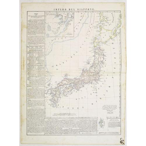 Old map image download for Impero del Giappone. Questa Carta e stata eseguita su quella pubblicata in Londra nel 1835, dalla Societa per la diffusione delle utili conoscenze, e su quella di Arrowsmith. . .