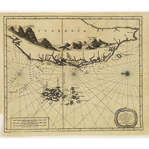 Old map image download for L'Île de Formosa, ou sont exactement marquez les bancs de sables, rochers et brasses d'eau, le tout fait . . .