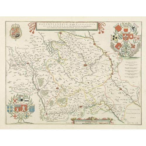 Old map image download for Galloflandria, in qua Castellaniae Lilana, duacena, et orchiesia, cum dependentibus ; necnon Tornacum, et Tornacesium / Auctore Martino Doué Gallo-Flandro
