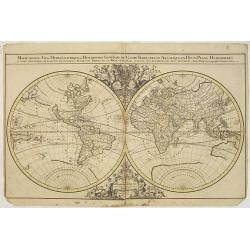 Mappe-Monde Geo-Hydrographique, ou Description Generale du Globe Terrestre et Aquatique en Deux Plans-Hemispheres ou Sont Exactement Remarques en General Toutes Les Parties ...