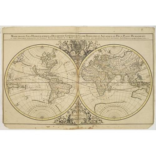 Old map image download for Mappe-Monde Geo-Hydrographique, ou Description Generale du Globe Terrestre et Aquatique en Deux Plans-Hemispheres ou Sont Exactement Remarques en General Toutes Les Parties ...