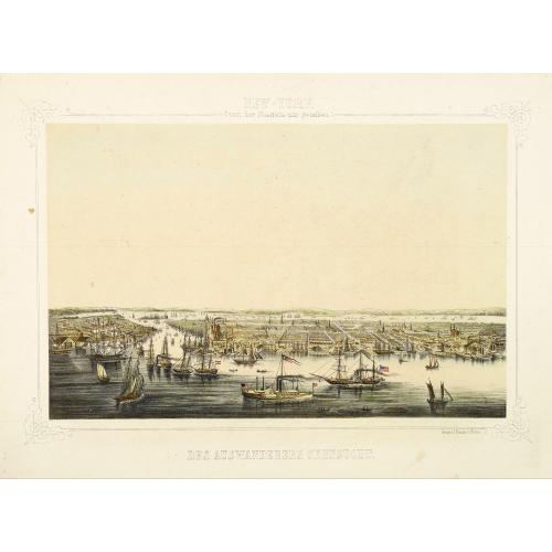 Old map image download for New York von der Seeseite aus gesehen.