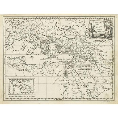 Old map image download for Geographiae Sacrae Tabula, que totius orbis partes continent.