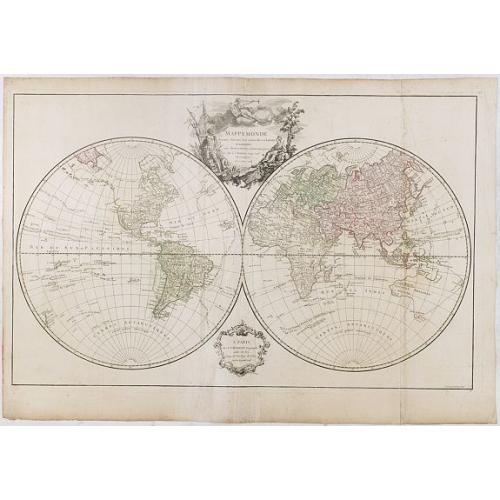 Old map image download for Mappemonde dressée suivant les nouvelles relations et assujettie aux observations astronomiques Par le S. Robert de Vaugondy. . .