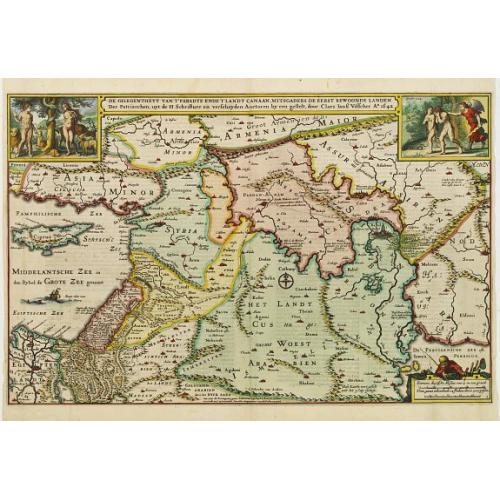 Old map image download for De gelegenheyt van t'paradys ende t'landt van Canaan. . .