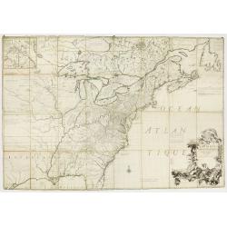 Amerique Septentrionale avec les Routes, Distances en miles, Limites et Etablissements François et Anglois Par le Docteur Mitchel Traduit de 'Anglois..