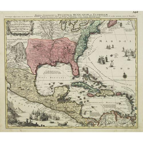 Old map image download for Mappa Geographica Regionem Mexicanam et Floridam.