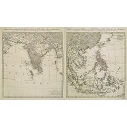 Carte d'une partie de la Chine, les Isles Philippines, de la Sonde, Moluques, ... Carte des Indes, de la Chine & des Iles de Sumatra, Java / Indes Orientalis. . . [two maps]