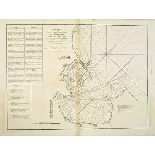Old map image download for Carte de la Baye et du Port de Trinquemalay dans L'Isle de Ceylan.