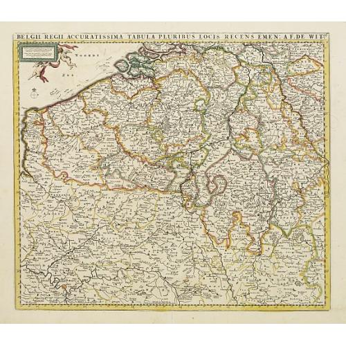 Old map image download for Belgii Regii Accuratissima Tabula Pluribus Locis...