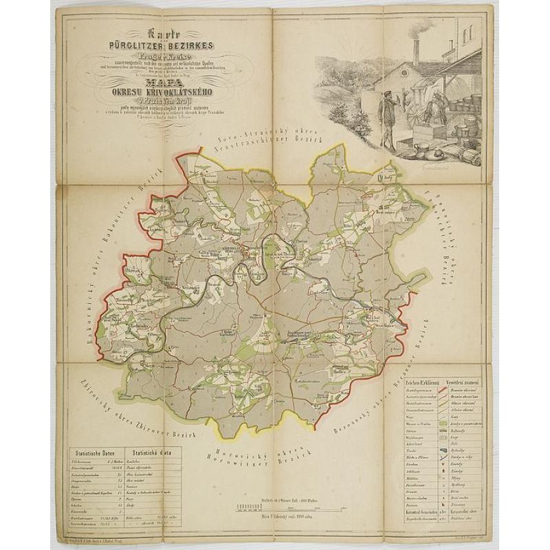 Karte des Pürglitzer bezirkes im Prager- Kreise. . . / Mapa Okresu Krivoklatského v Prazkém kraji. . .