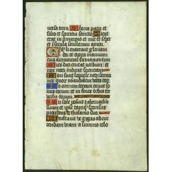 Leaf on vellum from a manuscript Book of Hours.