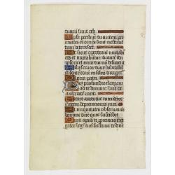 Leaf on vellum from a manuscript Book of Hours.