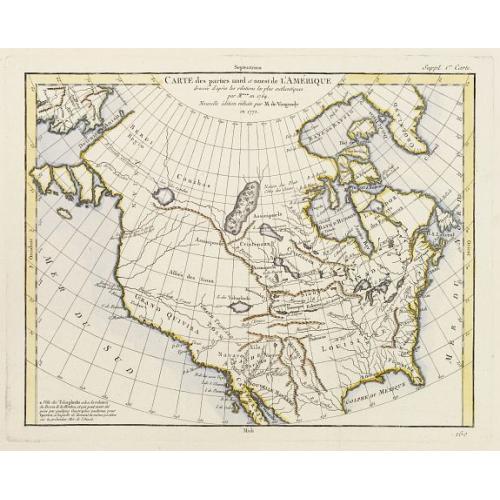 Old map image download for Carte des parties nord est ouest de L'Amerique..