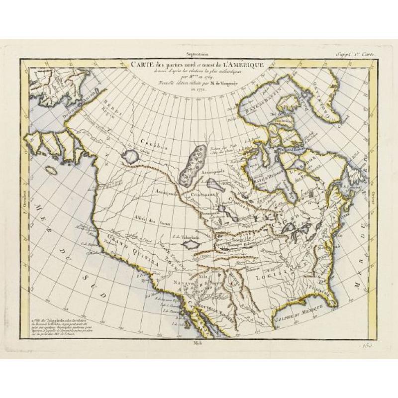 Carte des parties nord est ouest de L'Amerique..