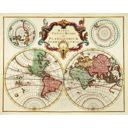 Old map image download for Mappa Totius Mundi vel Planiglobium Terrestris.