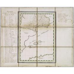 Manuscript map of the Southern Provinces of France.