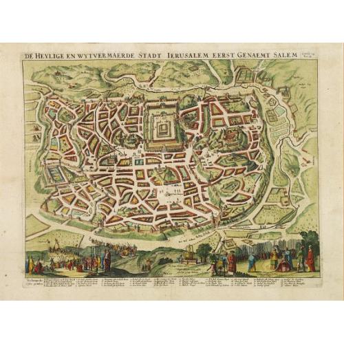 Old map image download for De heylige en wytvermaerde stadt Jerusalem.