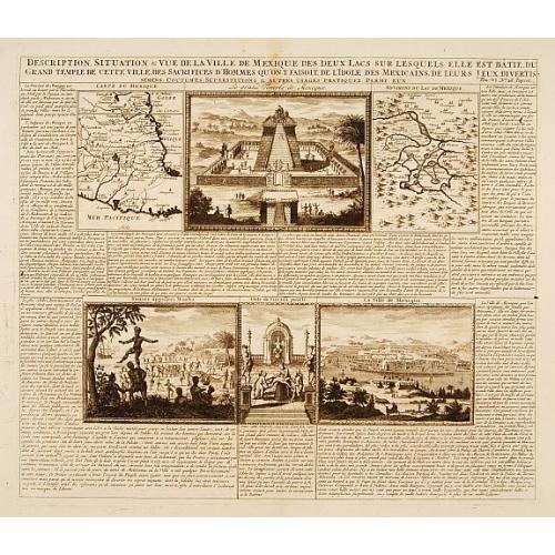 Old map image download for ..Ville de Mexique des deux Lacs..Grand Temple..