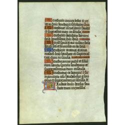 Leaf on vellum from a manuscript Book of Hours.