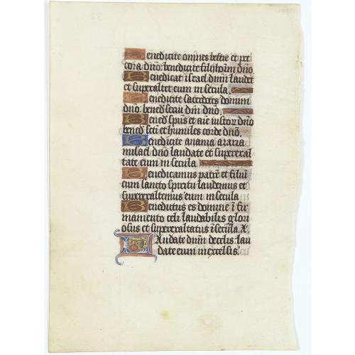 Leaf on vellum from a manuscript Book of Hours.