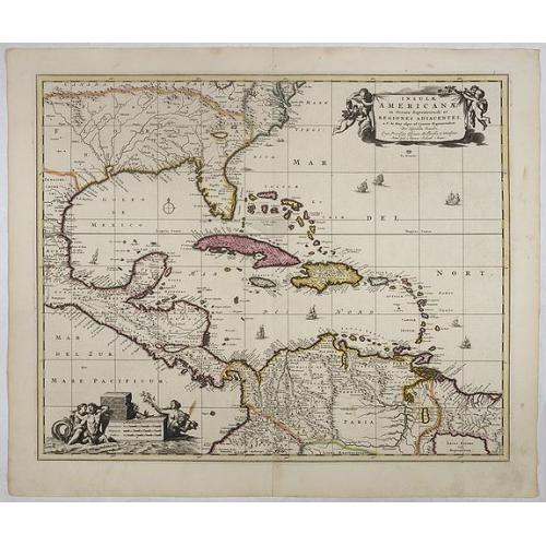 Old map image download for Insulae Americanae in Oceano Septentrionali..