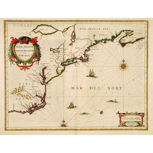 Old map image download for Nova Anglia Novum Belgium et Virginia.