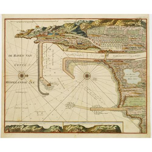 Old map image download for De Haven van Cette in de Middelandse Zee.