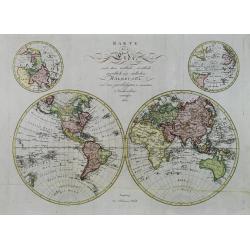Karte der Erde, nach ihrer oestlich, westlich, noerdlich und südlichen Halbkugel, aus den zuverlässigsten u. neuesten Nachrichten entworfen 1803.