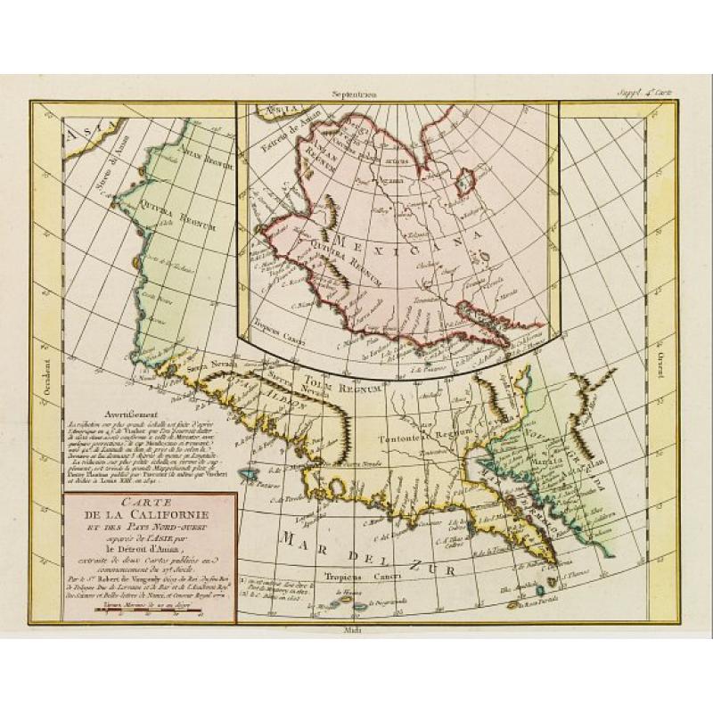 Carte de la Californie et des Pays Nord-Ouest. . .