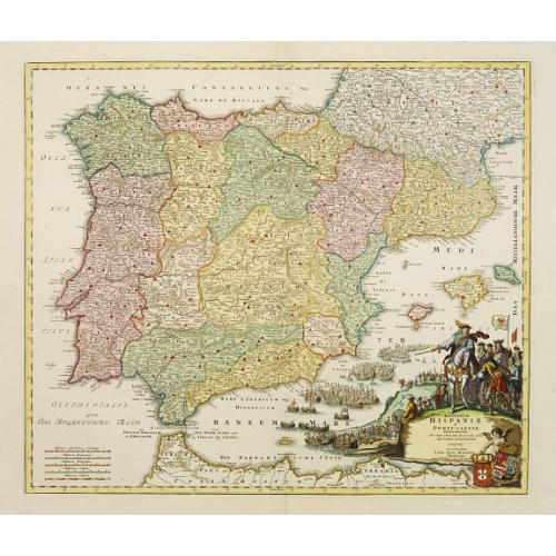 Old map image download for Regnorum Hispaniae et Portugalliae tabula Generailis..