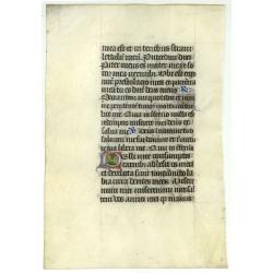 Leaf on vellum from a manuscript Book of Hours.