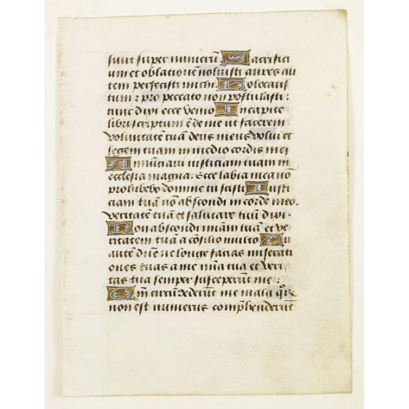 Manuscript leaf on vellum from a book of hours.