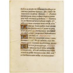 Manuscript leaf on vellum from a book of hours.