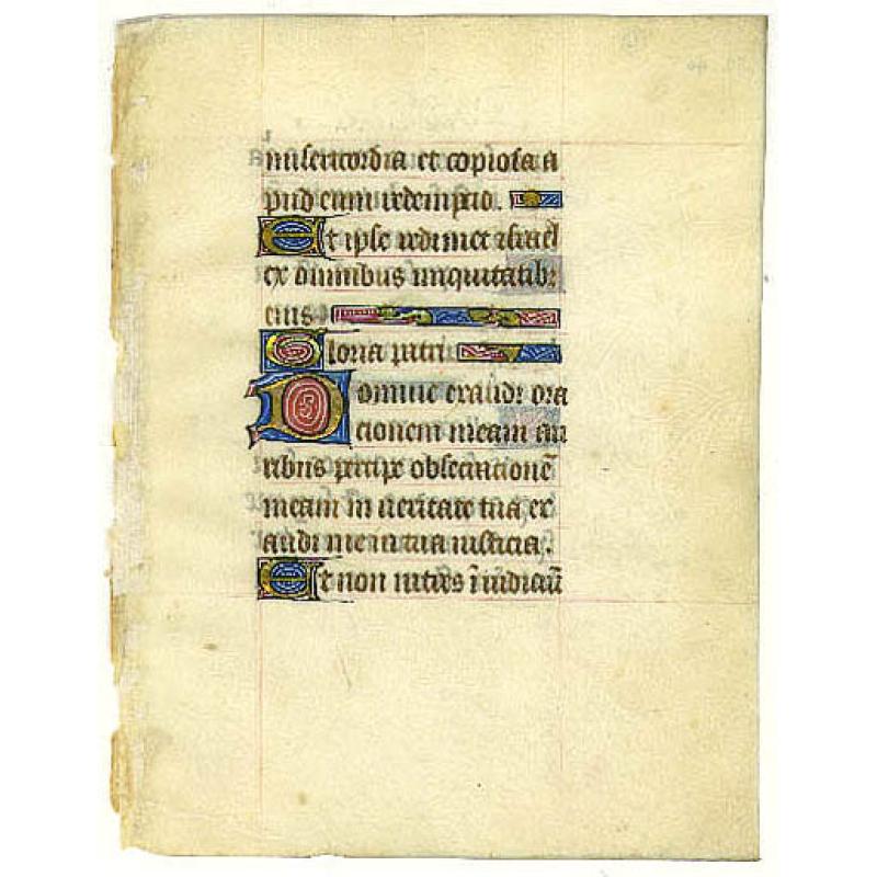 Leaf on vellum, from a manuscript book of hours.