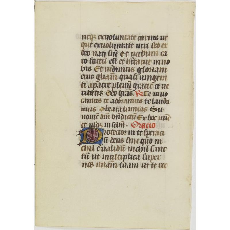 Manuscript leaf on vellum written in a late gothic hand.