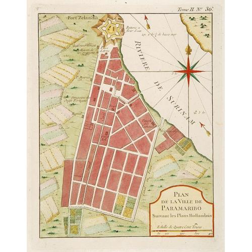 Old map image download for Plan de la Ville de Paramaribo Suivant les Plans Hollandois