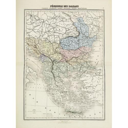 Old map image download for Pèninsule des Balkans.