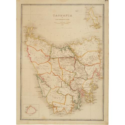 Old map image download for Tasmania or Van Diemens Land. . .