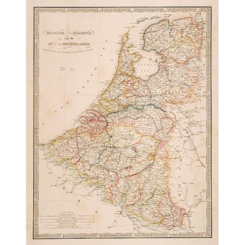 Old map image download for Belgium and Holland, late the Km. of the Netherlands.