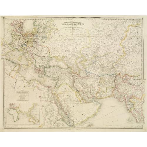 Old map image download for Map of the countries inbetween England & India..