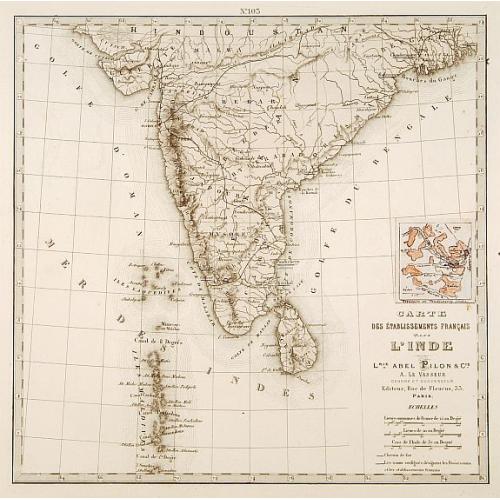 Old map image download for Carte des établissements .. L'Inde..