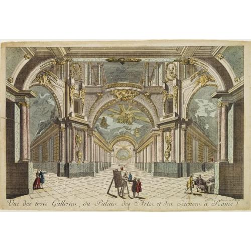 Old map image download for Vue des trois Gallerie, du Palais des Arts..Science a Rome.