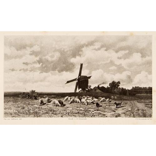 Old map image download for Dutch windmill with sheeps.