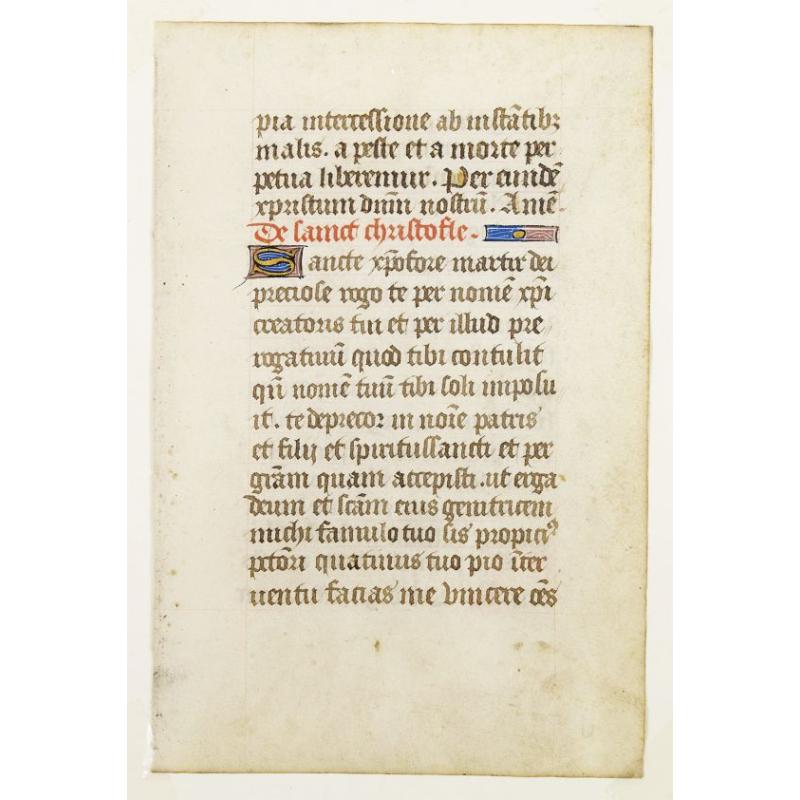Manuscript leaf on vellum written in a late Gothic hand.