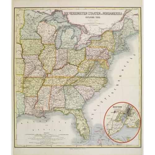 Old map image download for Die Vereinigten Staten von Nordamerika (Ostlicher theil).