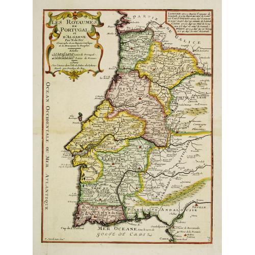 Old map image download for Les Royaumes de Portugal et d'Algarve..