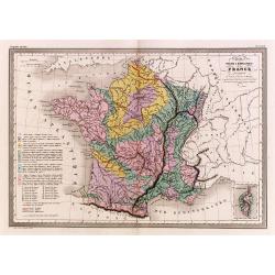 Carte physique et min&eacute;ralogique de la France.