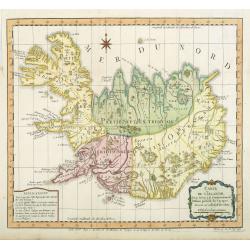 Carte de l'Islande pour servir á la continuation de l'histoire générale des voyages. Dressée sur celle de M. Horrebows.