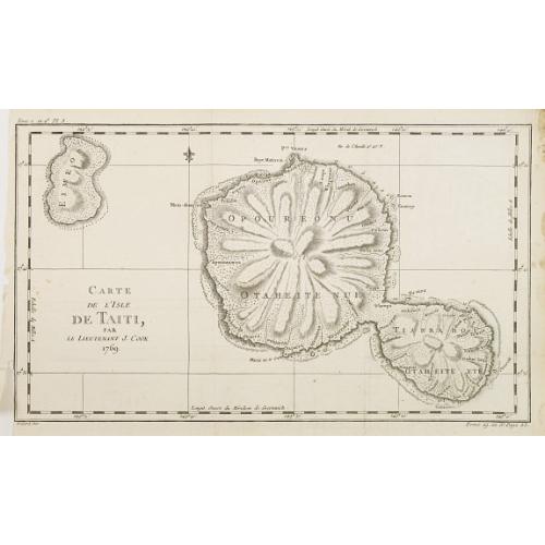 Carte de L'Isle de Taiti par Le Lieutenant J.Cook.